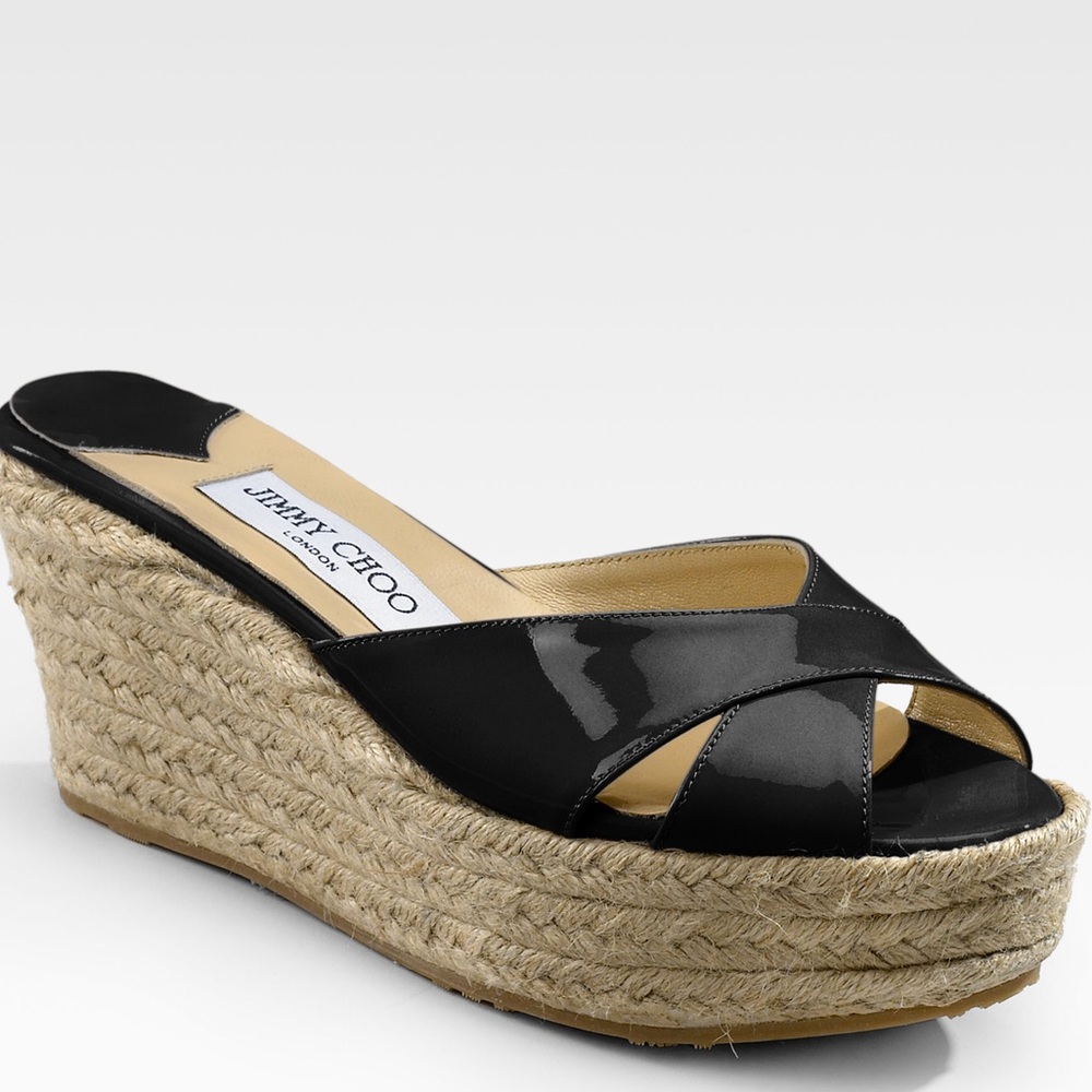 Jimmy choo patent leather wedge espadrille 8